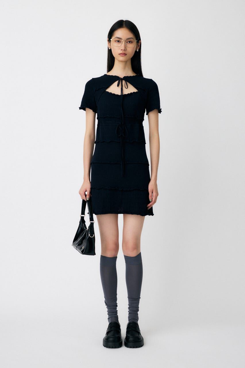 MOUSSY「BOW DESIGN KNIT ミニ  ドレス」|ワンピース|
