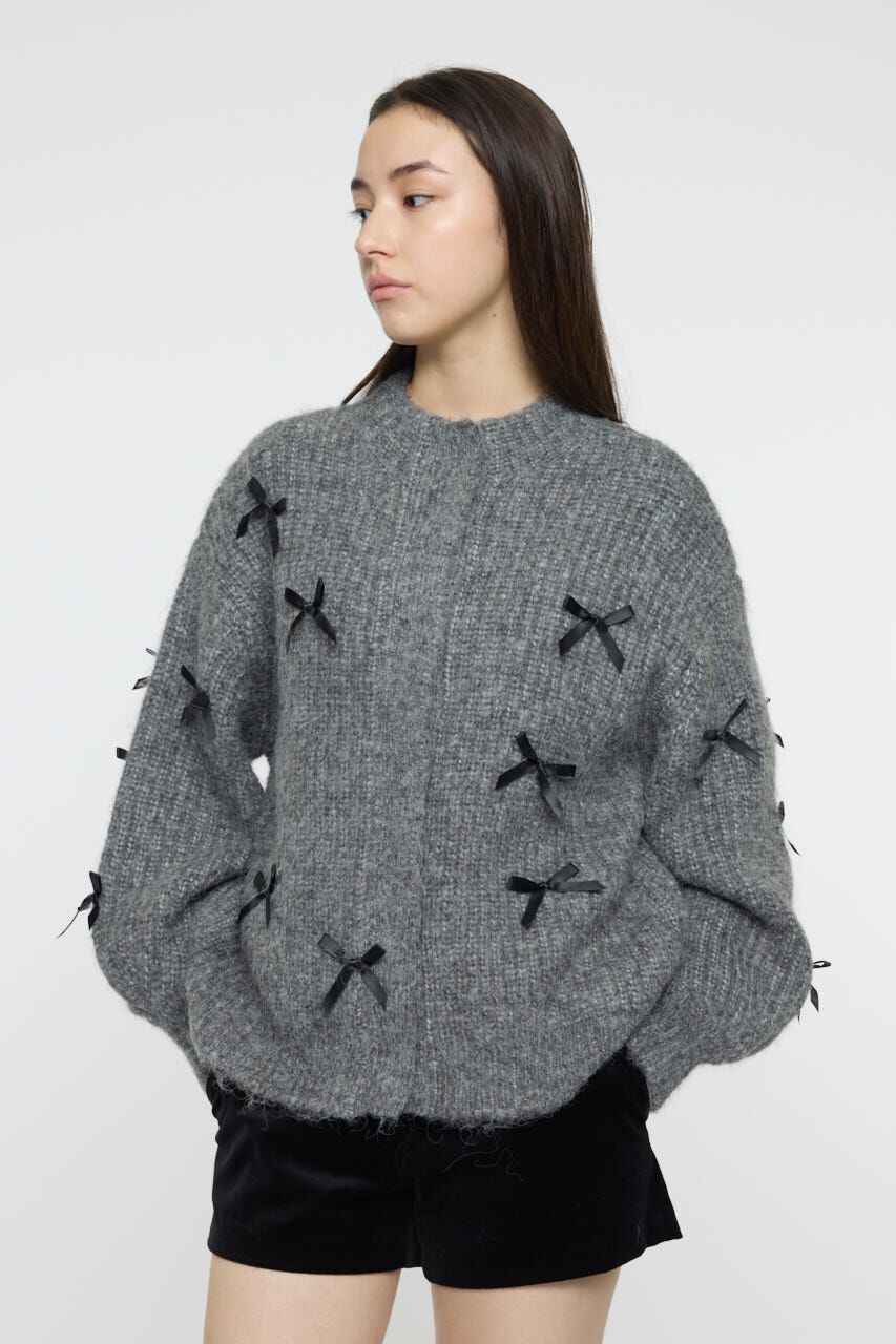 MOUSSY「RIBBON FANCY カーディガン」|カーディガン|T.GRY