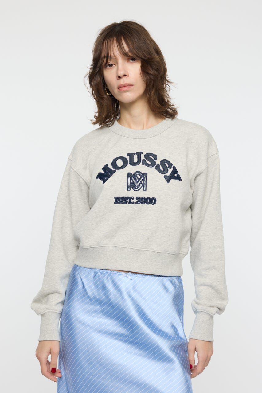 MOUSSY「MOUSSY F/LEATHER PATCH プルオーバー」|パーカー|T.GRY