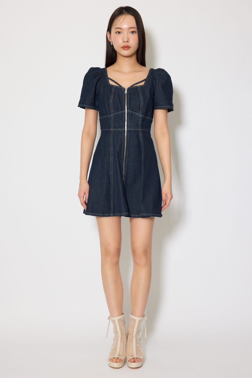 rienda「フロントジップマーメイドデニムミニワンピース」|ワンピース|