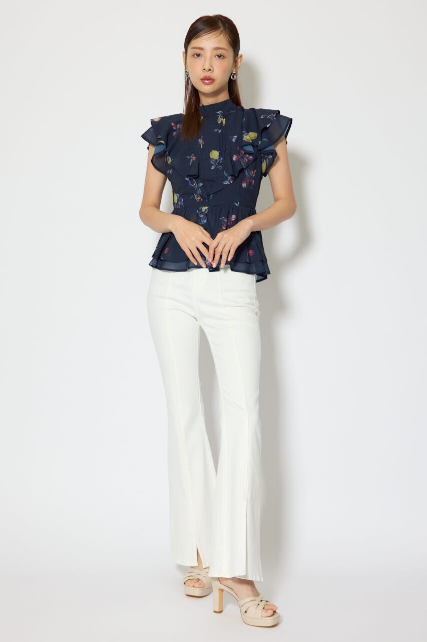 rienda「レースアップハイウエストデニムパンツ」|デニム|