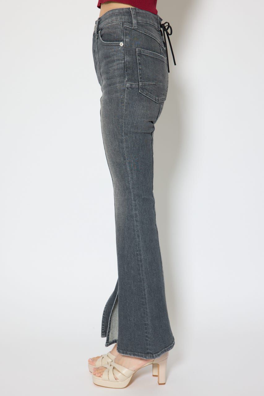 rienda「レースアップハイウエストデニムパンツ」|デニム|