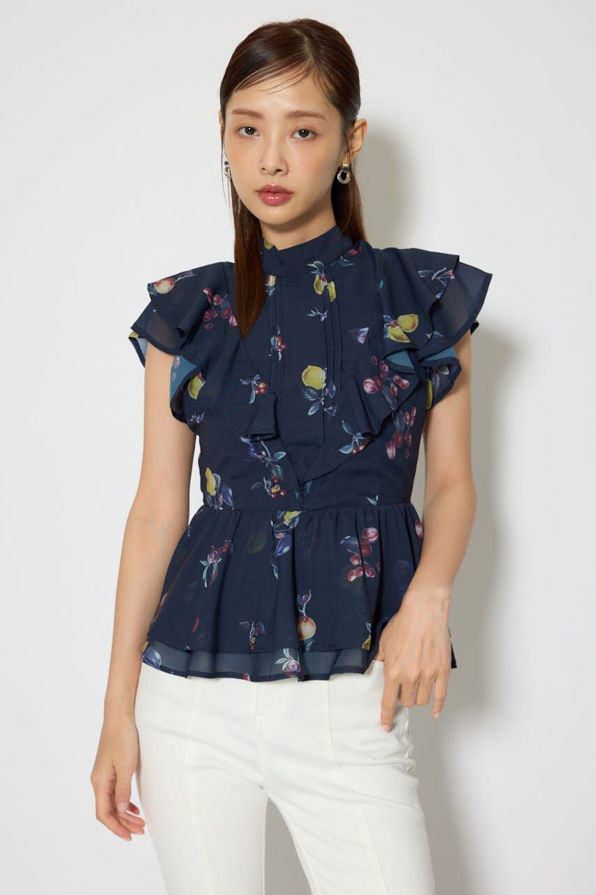 rienda「バックリボンフリルブラウス」|シャツ・ブラウス|柄NVY5