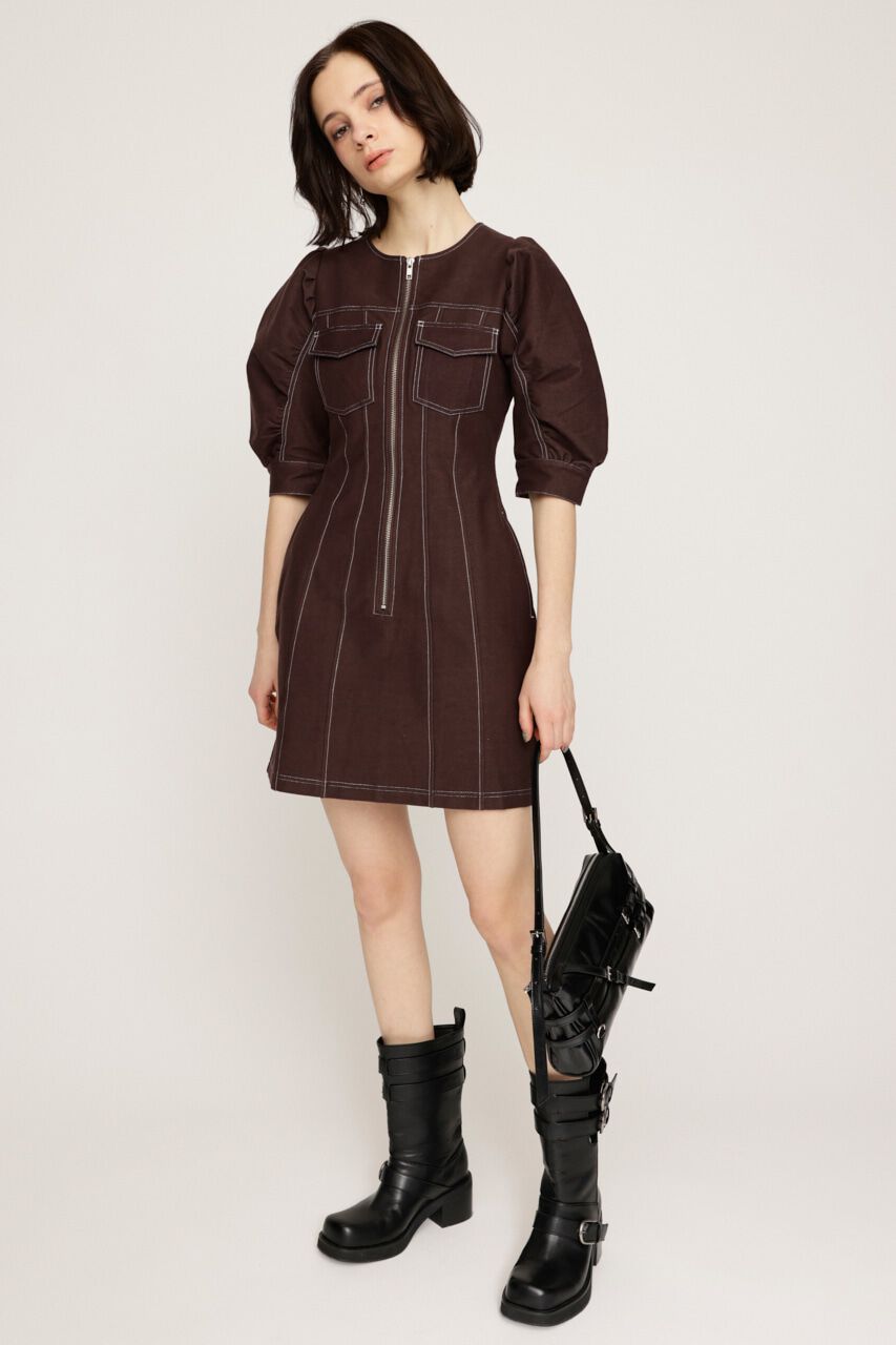 SLY「BICOLOR STITCH ショートワンピース」|ワンピース|