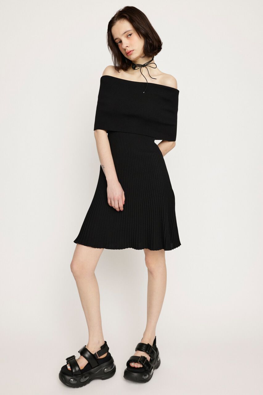 SLY「OFF SHOULDER RIB KNIT ショートワンピース」|ワンピース|