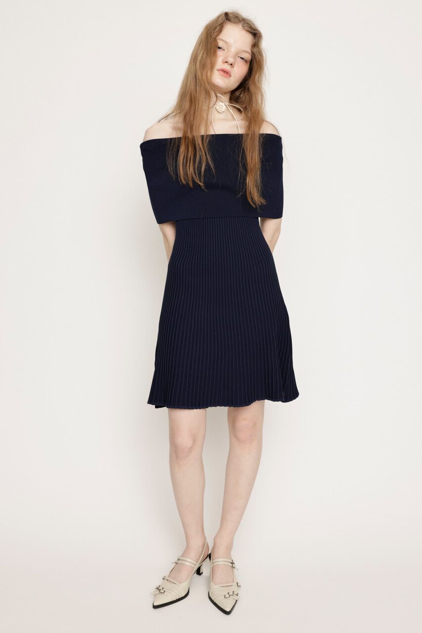 SLY「OFF SHOULDER RIB KNIT ショートワンピース」|ワンピース|
