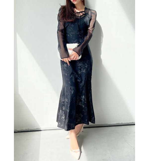 RESEXXY「シアーフラワーマーメイドワンピース」|ワンピース|ブラック