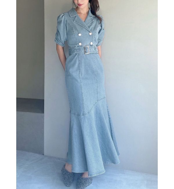 RESEXXY「ステッチデザインマーメイドワンピース」|ワンピース|アイスブルー