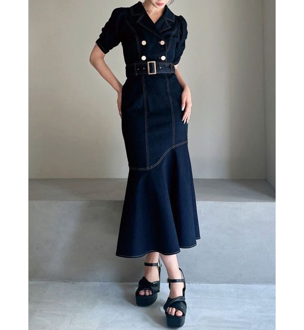 RESEXXY「ステッチデザインマーメイドワンピース」|ワンピース|インディゴ