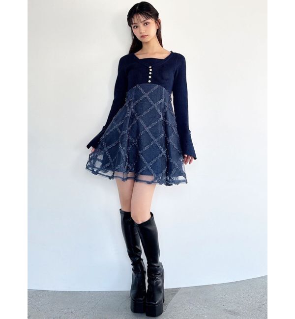 RESEXXY「【追加生産分】ドッキングフレアミニニットワンピース」|ワンピース|