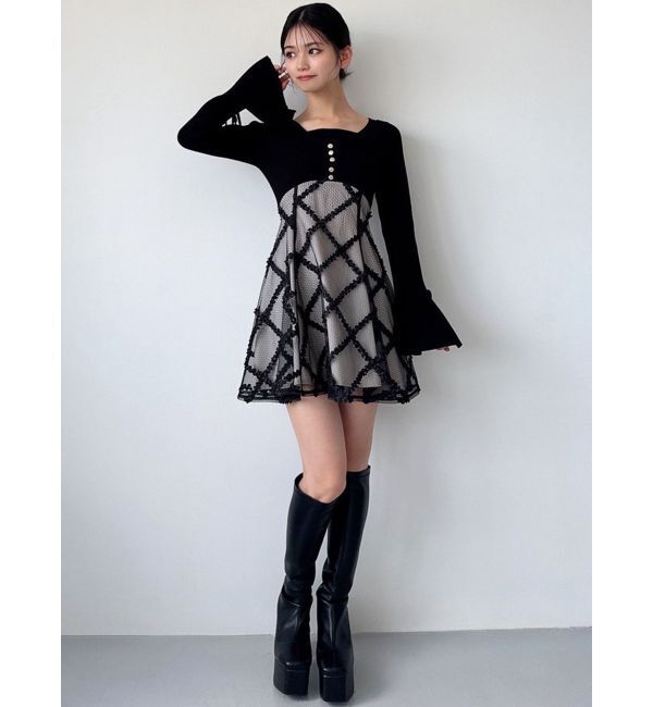 RESEXXY「【追加生産分】ドッキングフレアミニニットワンピース」|ワンピース|