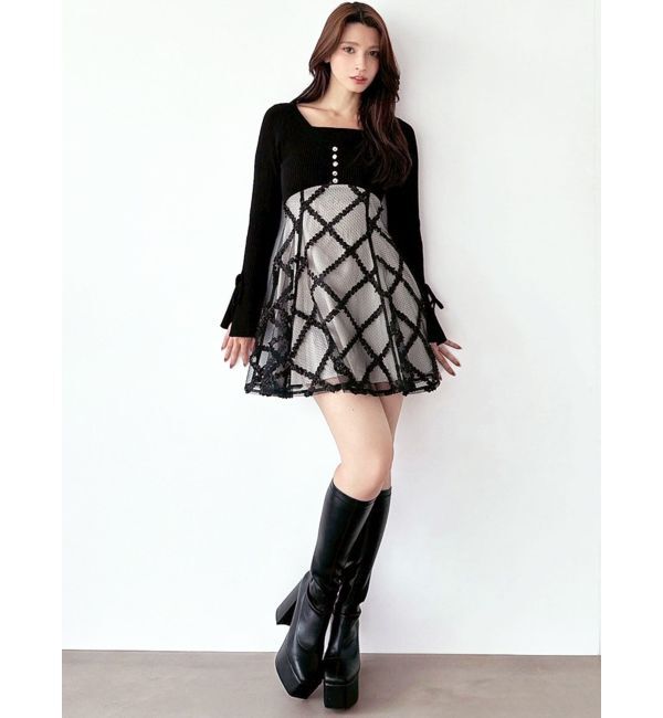 RESEXXY「【追加生産分】ドッキングフレアミニニットワンピース」|ワンピース|