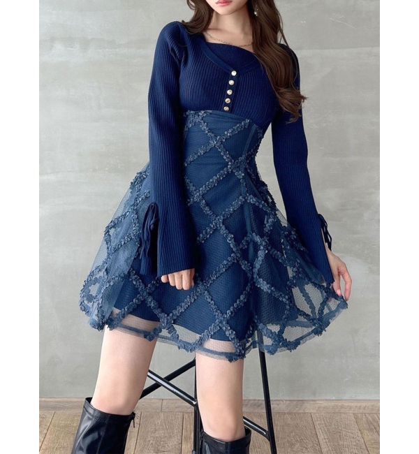 RESEXXY「【追加生産分】ドッキングフレアミニニットワンピース」|ワンピース|