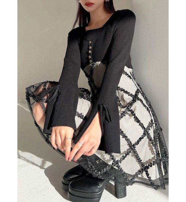 RESEXXY「【追加生産分】ドッキングフレアミニニットワンピース」|ワンピース|