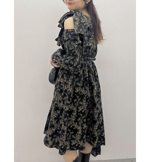 dazzlin「リボンショルダーアシンメトリーワンピース」|ワンピース|ブラック