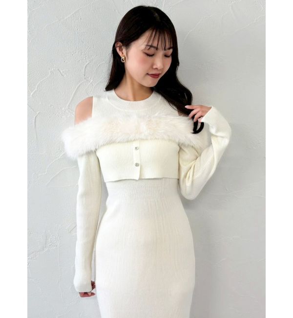 dazzlin「【追加生産分】オフショルファードッキングニットワンピース」|ワンピース|