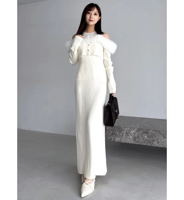 dazzlin「【追加生産分】オフショルファードッキングニットワンピース」|ワンピース|