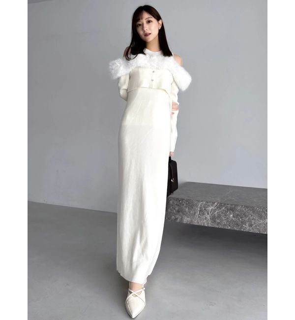 dazzlin「【追加生産分】オフショルファードッキングニットワンピース」|ワンピース|