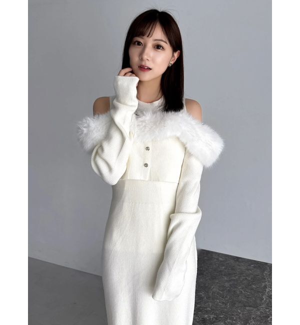 dazzlin「【追加生産分】オフショルファードッキングニットワンピース」|ワンピース|
