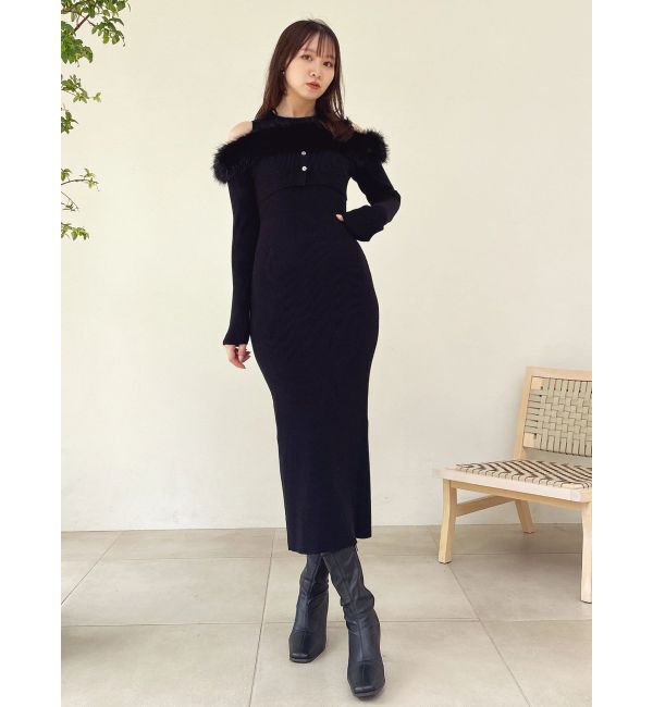 dazzlin「【追加生産分】オフショルファードッキングニットワンピース」|ワンピース|