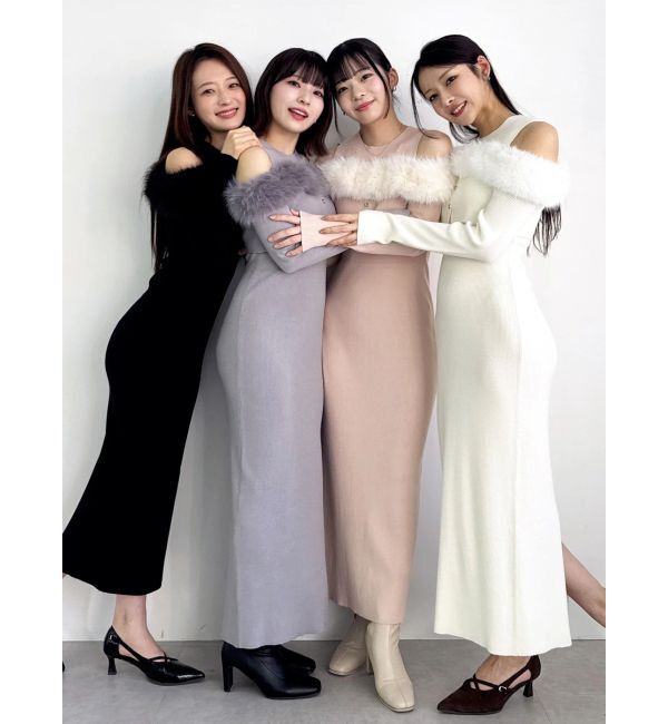 dazzlin「【追加生産分】オフショルファードッキングニットワンピース」|ワンピース|