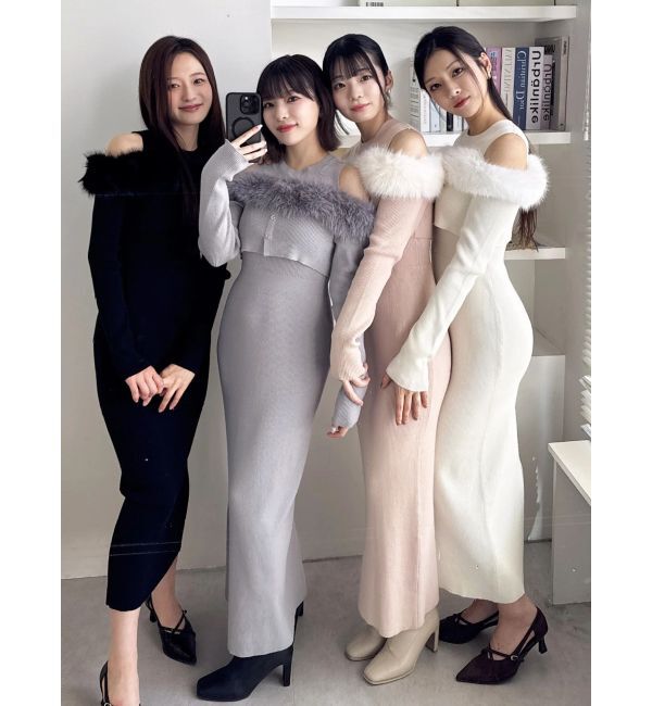 dazzlin「【追加生産分】オフショルファードッキングニットワンピース」|ワンピース|