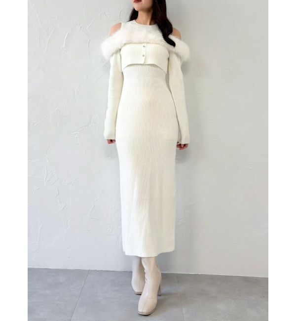 dazzlin「【追加生産分】オフショルファードッキングニットワンピース」|ワンピース|