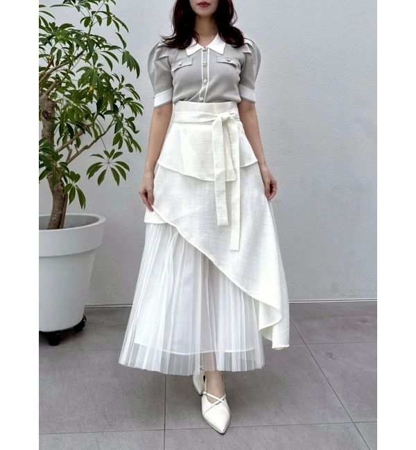 dazzlin「フロントボタンシャツカラーニットトップス」|ニット・セーター|