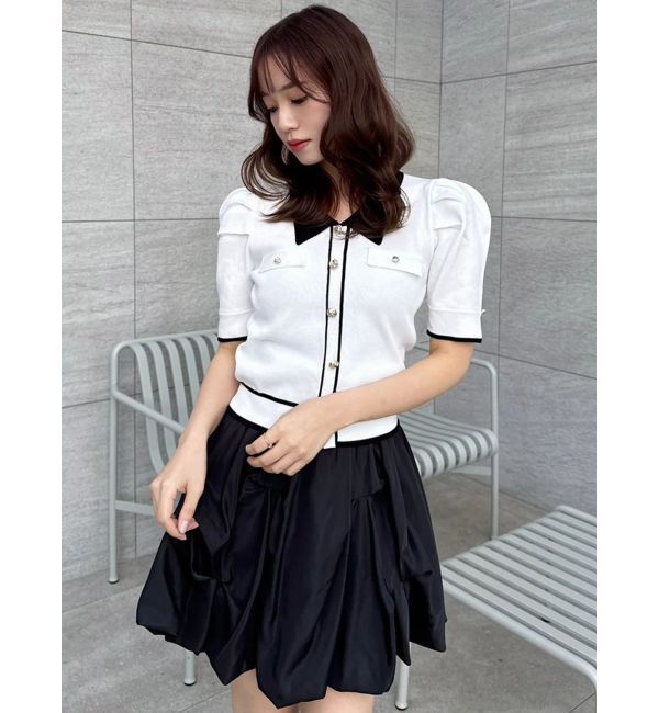 dazzlin「フロントボタンシャツカラーニットトップス」|ニット・セーター|