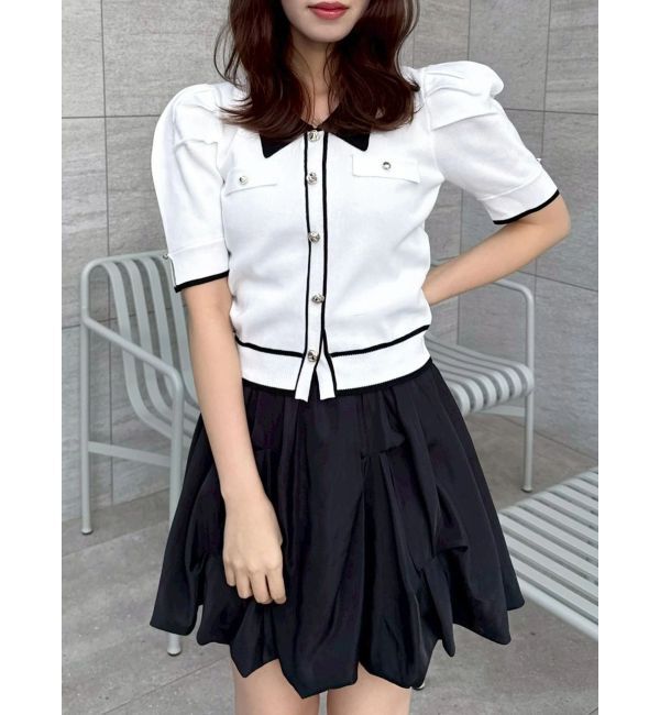 dazzlin「フロントボタンシャツカラーニットトップス」|ニット・セーター|