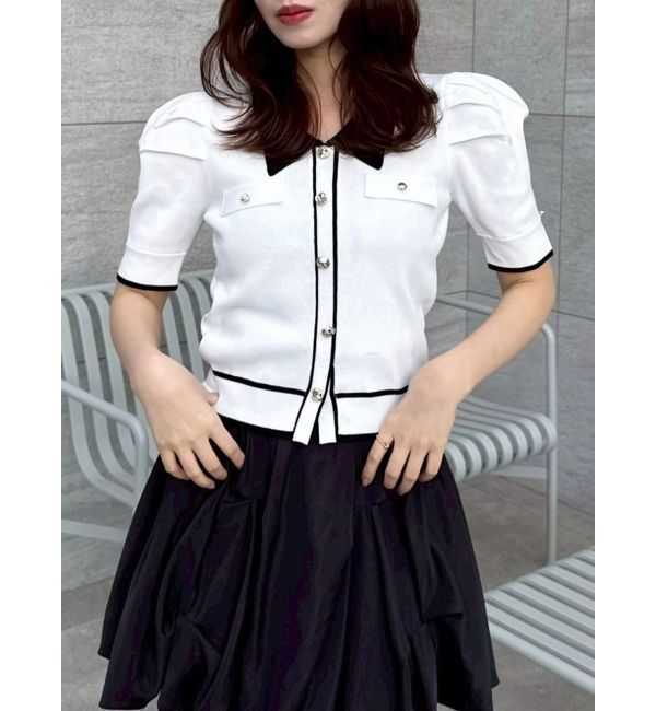 dazzlin「フロントボタンシャツカラーニットトップス」|ニット・セーター|