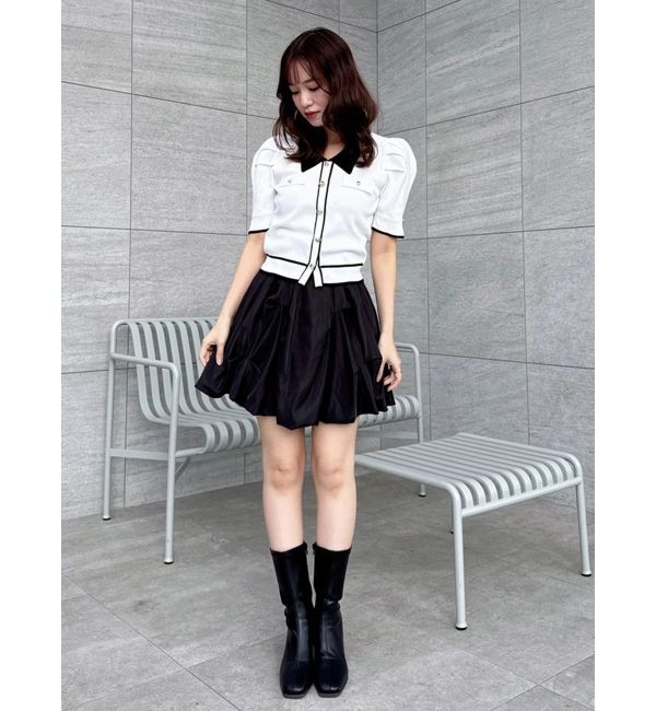 dazzlin「フロントボタンシャツカラーニットトップス」|ニット・セーター|