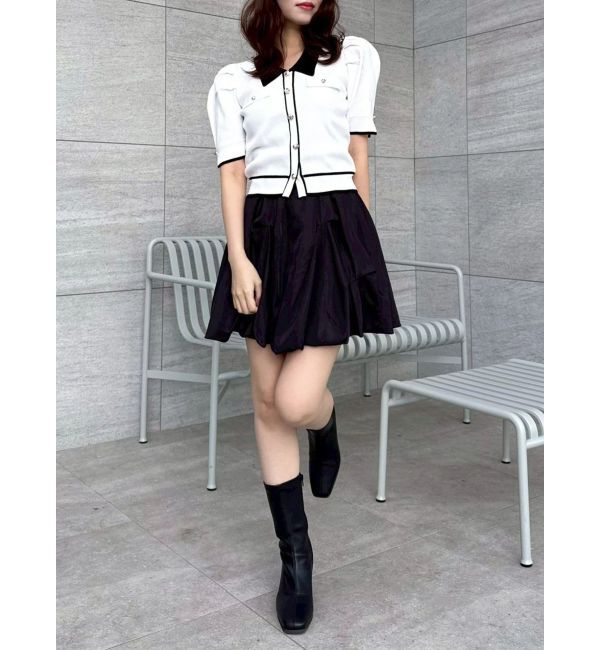 dazzlin「フロントボタンシャツカラーニットトップス」|ニット・セーター|