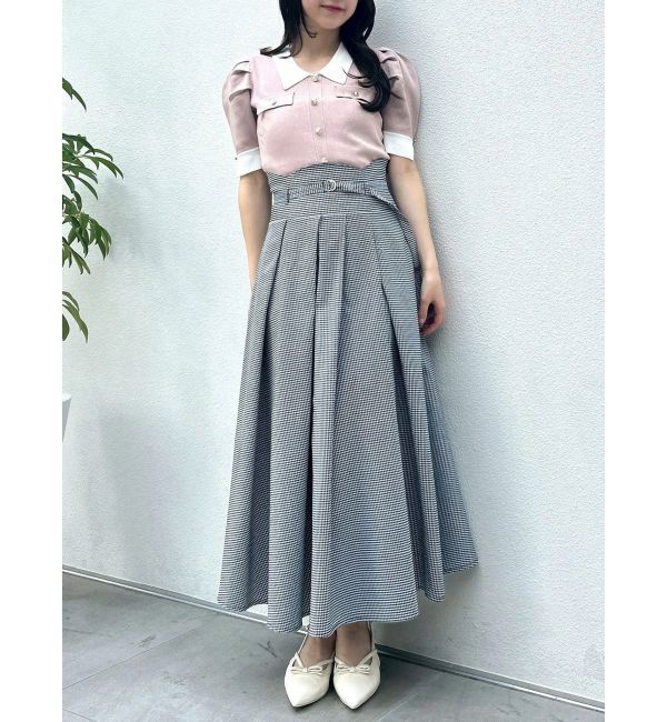 dazzlin「フロントボタンシャツカラーニットトップス」|ニット・セーター|