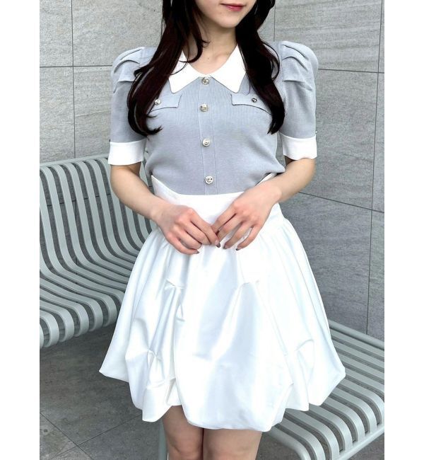 dazzlin「フロントボタンシャツカラーニットトップス」|ニット・セーター|