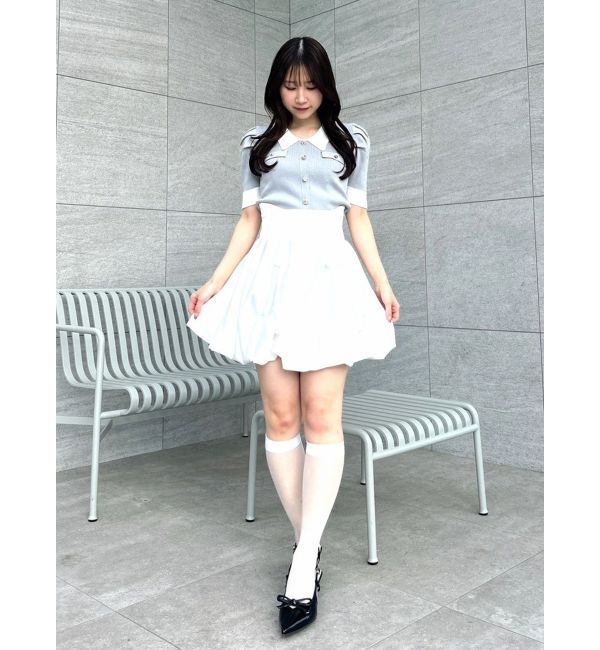 dazzlin「フロントボタンシャツカラーニットトップス」|ニット・セーター|