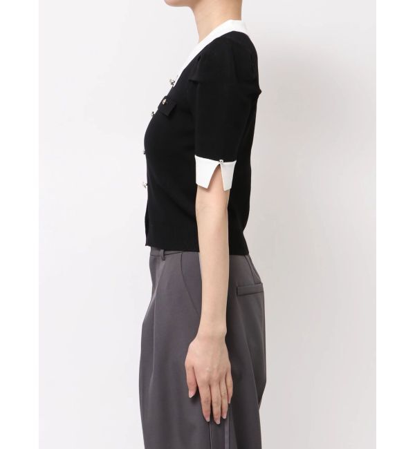 dazzlin「フロントボタンシャツカラーニットトップス」|ニット・セーター|