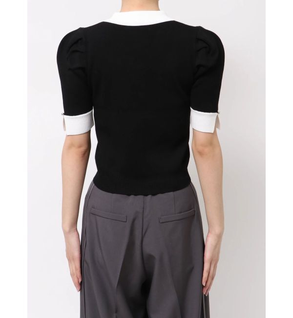 dazzlin「フロントボタンシャツカラーニットトップス」|ニット・セーター|