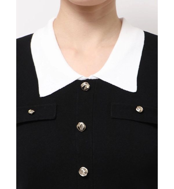 dazzlin「フロントボタンシャツカラーニットトップス」|ニット・セーター|