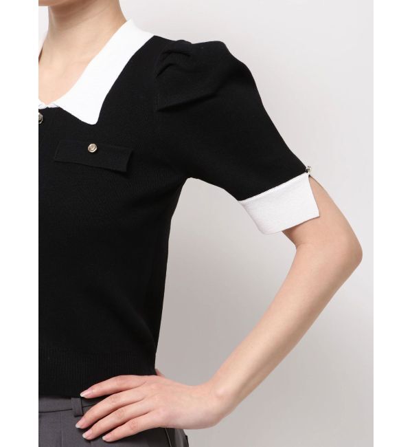 dazzlin「フロントボタンシャツカラーニットトップス」|ニット・セーター|