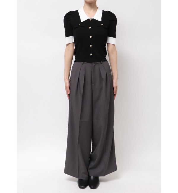 dazzlin「フロントボタンシャツカラーニットトップス」|ニット・セーター|