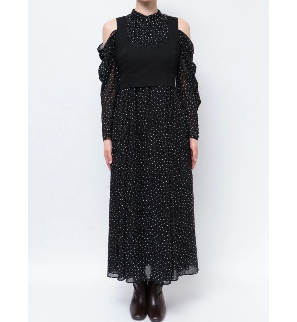 MERCURYDUO「オープンショルダービスチェドッキングワンピース」|ワンピース|