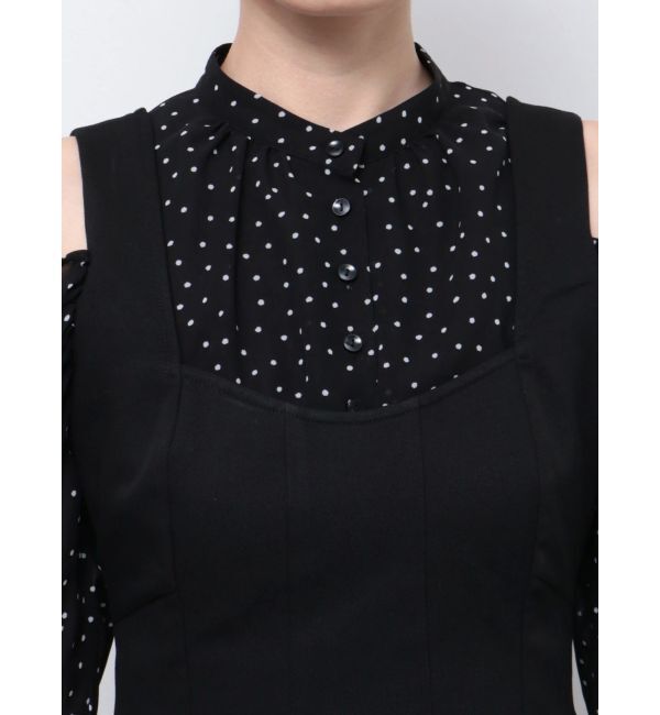 MERCURYDUO「オープンショルダービスチェドッキングワンピース」|ワンピース|