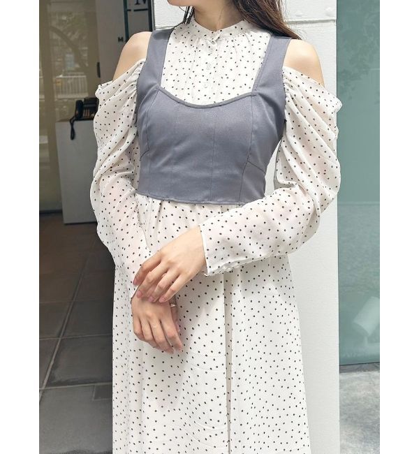 MERCURYDUO「オープンショルダービスチェドッキングワンピース」|ワンピース|