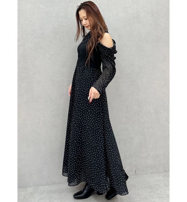 MERCURYDUO「オープンショルダービスチェドッキングワンピース」|ワンピース|