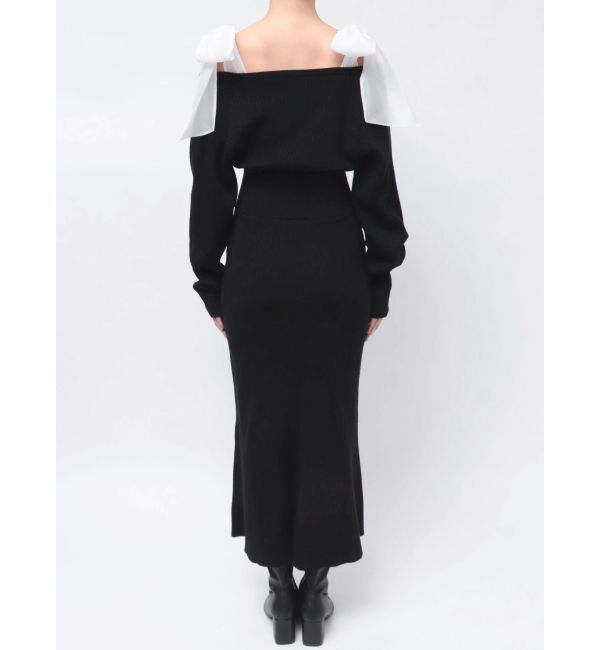 MERCURYDUO「2WAYショルダーリボンマーメイドニットワンピース」|ワンピース|