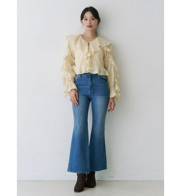 MERCURYDUO「デニムシューカットパンツ」|デニム|