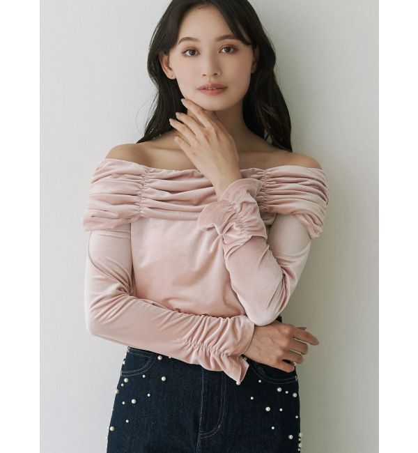 MERCURYDUO「シャーリングベロアカットソー」|Tシャツ・カットソー|ピンク