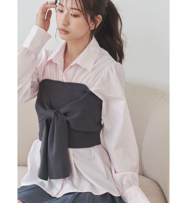 MERCURYDUO「ビスチェドッキングシャツ」|シャツ・ブラウス|ピンク