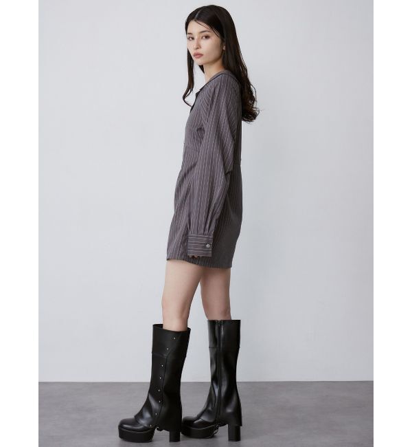 MURUA「アシメショルダーミニシャツワンピース」|ワンピース|